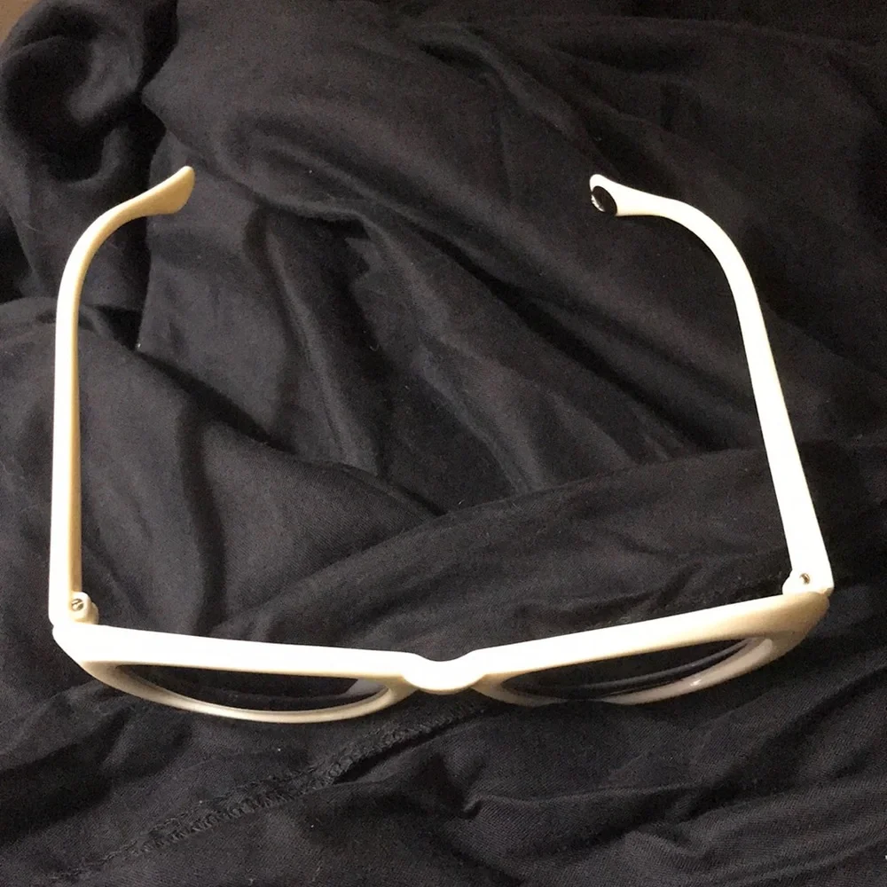sunglasses white plastic frame w/medium grey lenses BARBIE -style frames Vintage